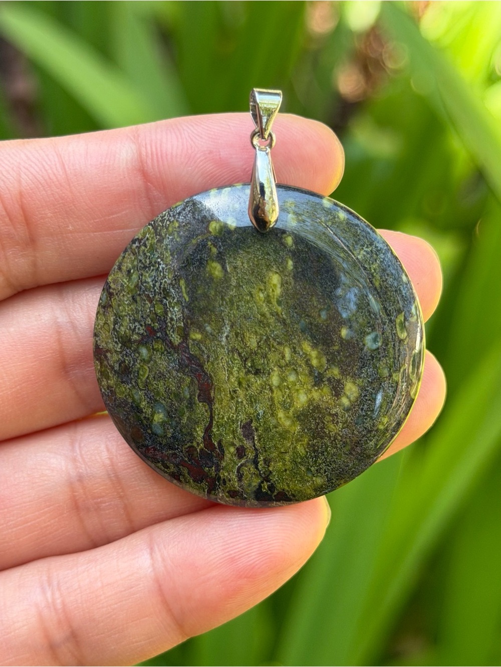 Sterling silver 925 stamped round blood stone pendant 2074 - Picture 6 of 6